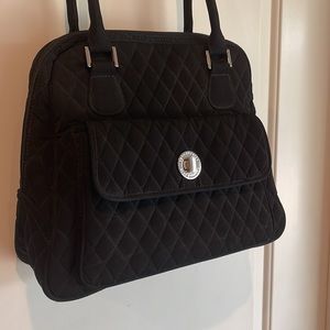 VERA BRADLEY Black All Over Quilted Bowler Shoulder Bag Handbag Purse | NWOT